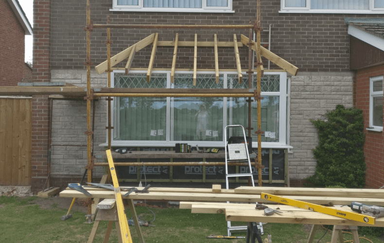 Hand cut double hipped roof