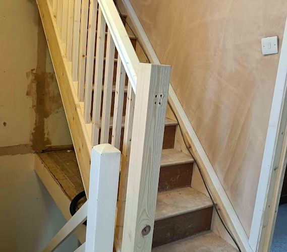 Stairs fitted with spindles and balustrades