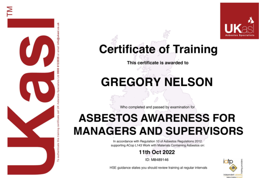 Asbestos awareness for supervisors and managers