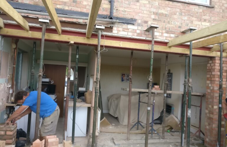 Steels going in to support house